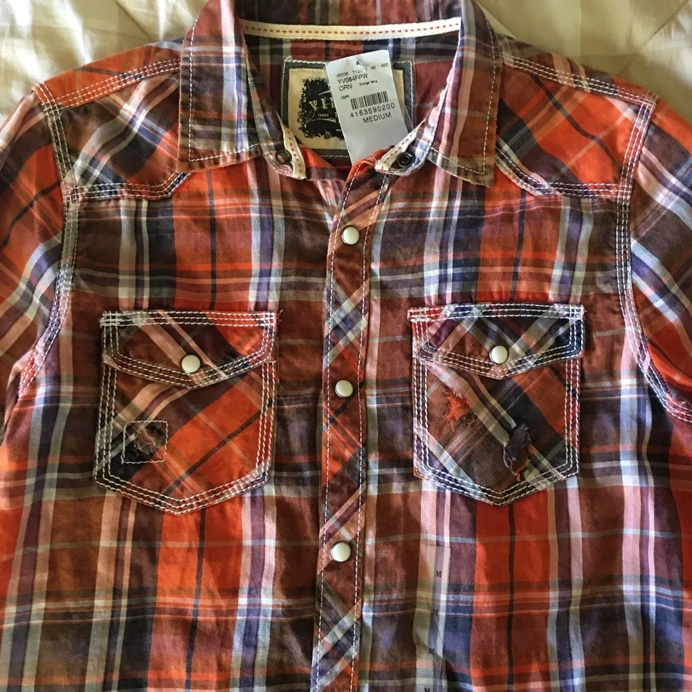 Buckle Boys Distressed Western Style Shirt size M